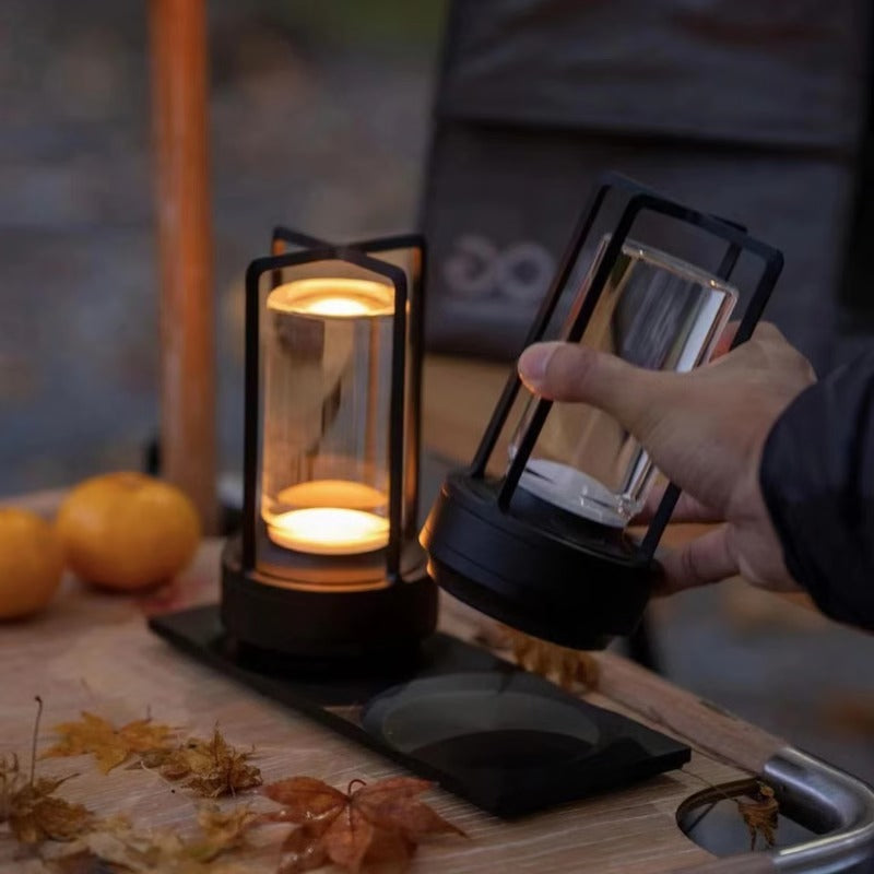 LED Crystal Lantern Lamp with Rechargeable Cordless Power and Portable Desktop Design