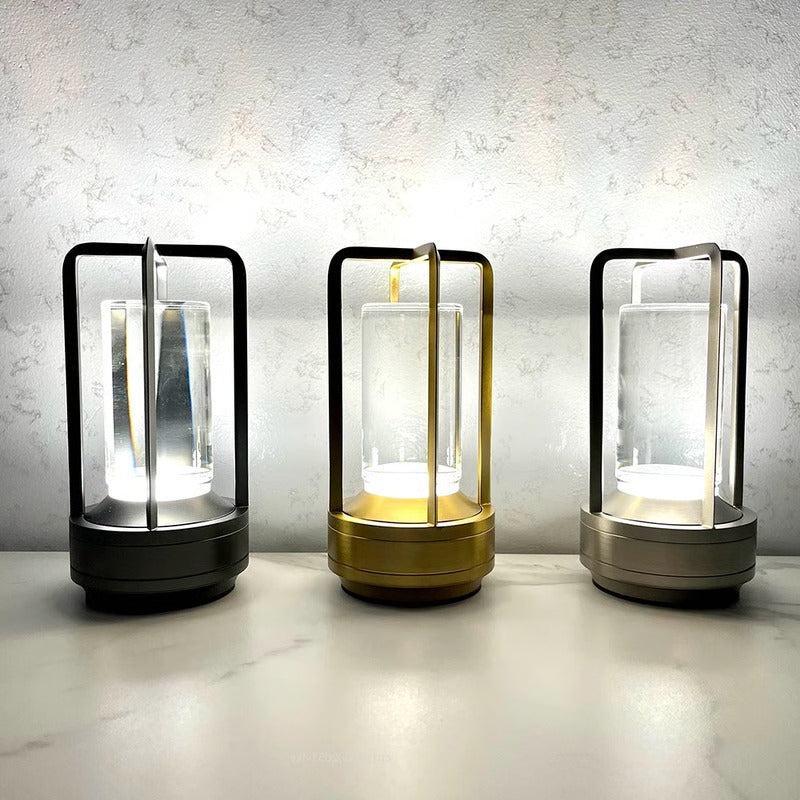 LED Crystal Lantern Lamp with Rechargeable Cordless Power and Portable Desktop Design