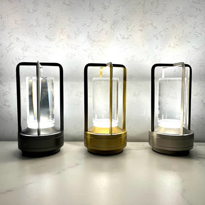 LED Crystal Lantern Lamp with Rechargeable Cordless Power and Portable Desktop Design