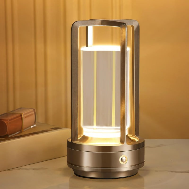 LED Crystal Lantern Lamp with Rechargeable Cordless Power and Portable Desktop Design