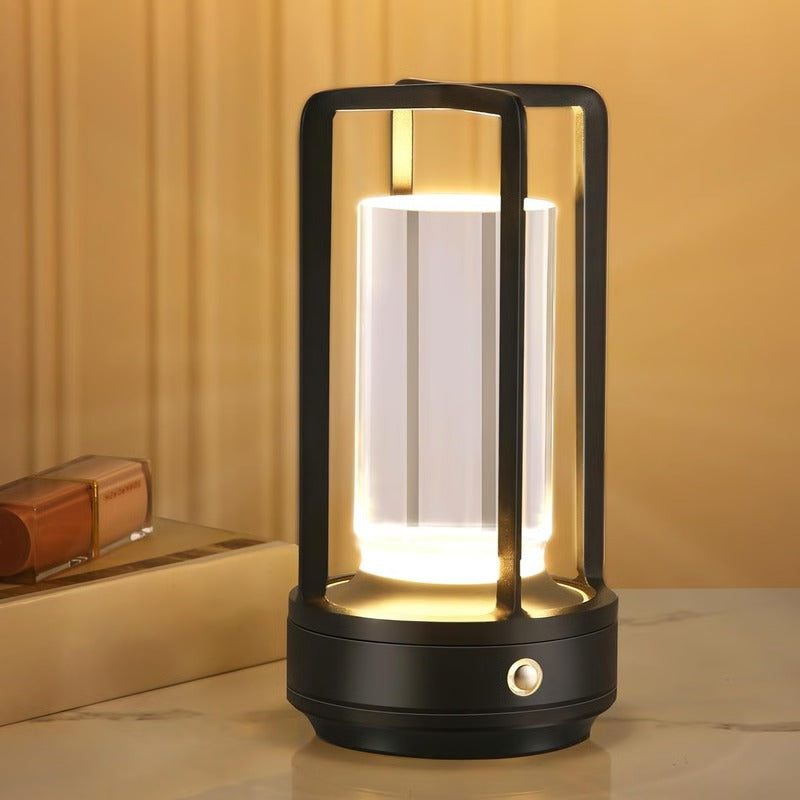 LED Crystal Lantern Lamp with Rechargeable Cordless Power and Portable Desktop Design