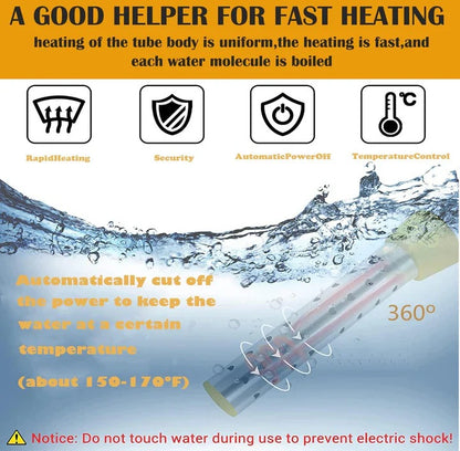 Portable Immersion Water Heater with Stainless Steel Coil