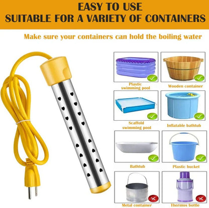 Portable Immersion Water Heater with Stainless Steel Coil