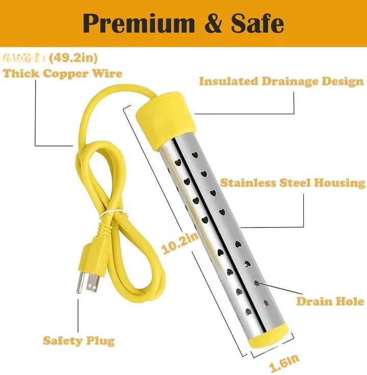 Portable Immersion Water Heater with Stainless Steel Coil