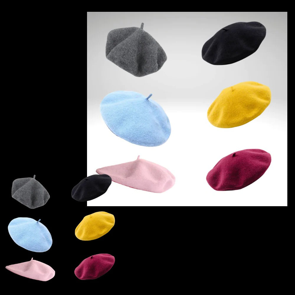 Solid Color Woollen Beret for Women and Girls with Comfortable Elastic Inner Band