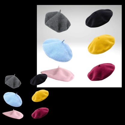 Solid Color Woollen Beret for Women and Girls with Comfortable Elastic Inner Band