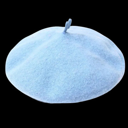 Solid Color Woollen Beret for Women and Girls with Comfortable Elastic Inner Band