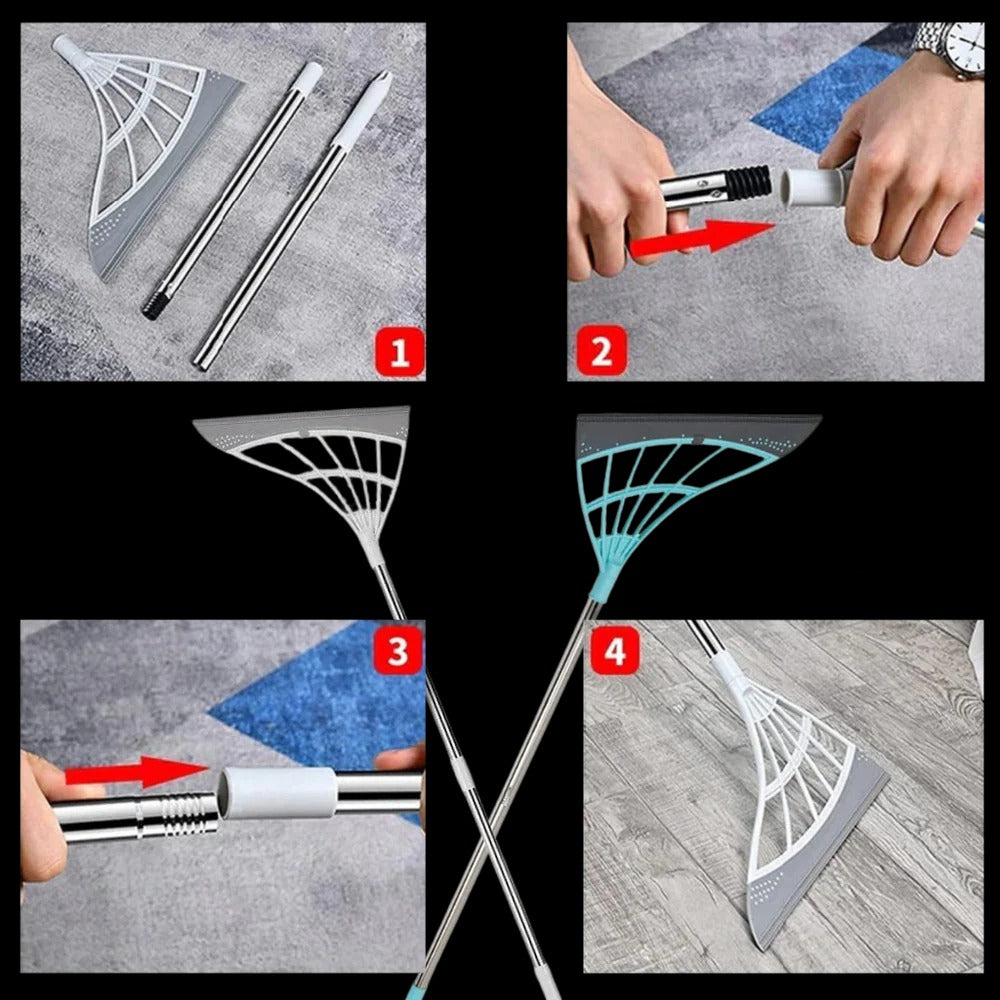 Multi-Surface Rubber Broom with Telescopic Pole