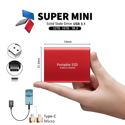 Portable SSD External Hard Disk with USB 3.1 Support and Aluminum Housing