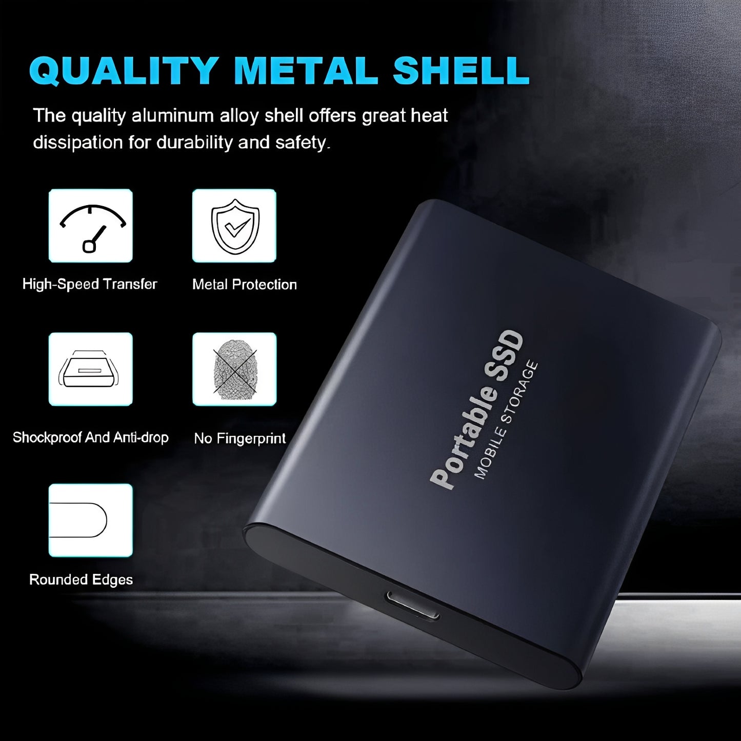 Portable SSD External Hard Disk with USB 3.1 Support and Aluminum Housing