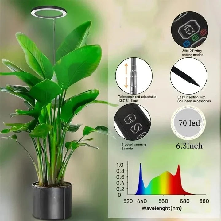 LED Grow Light for Indoor Plants with Adjustable Height and Timer