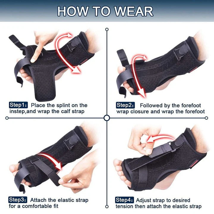 Nighttime Foot Support Brace with Adjustable Straps