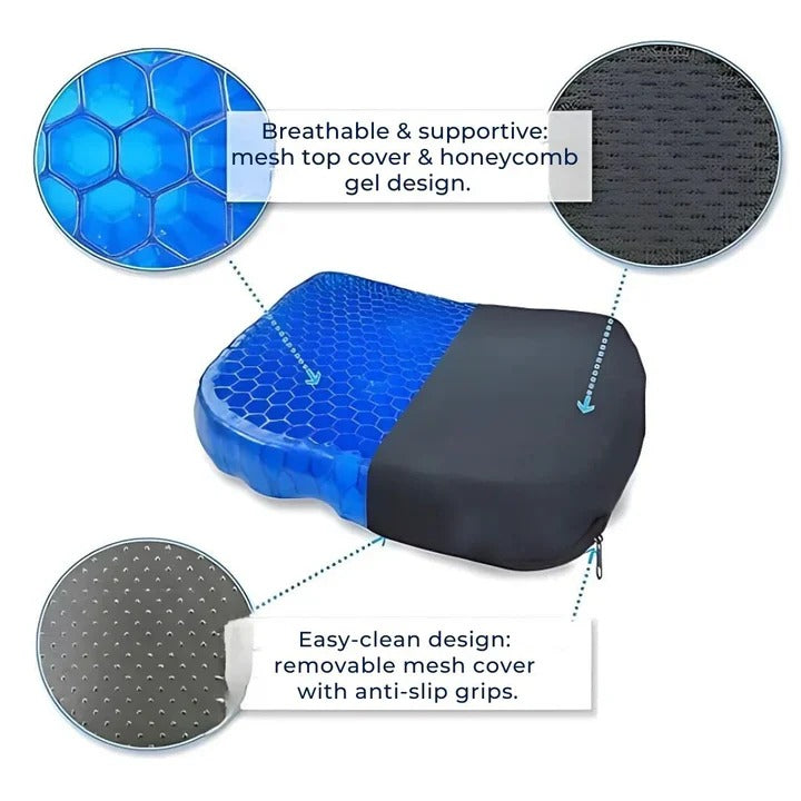 Portable Gel Seat Cushion for Pressure Distribution While Sitting