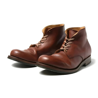 Men’s Lace Up Synthetic Leather Boots with Almond Toe
