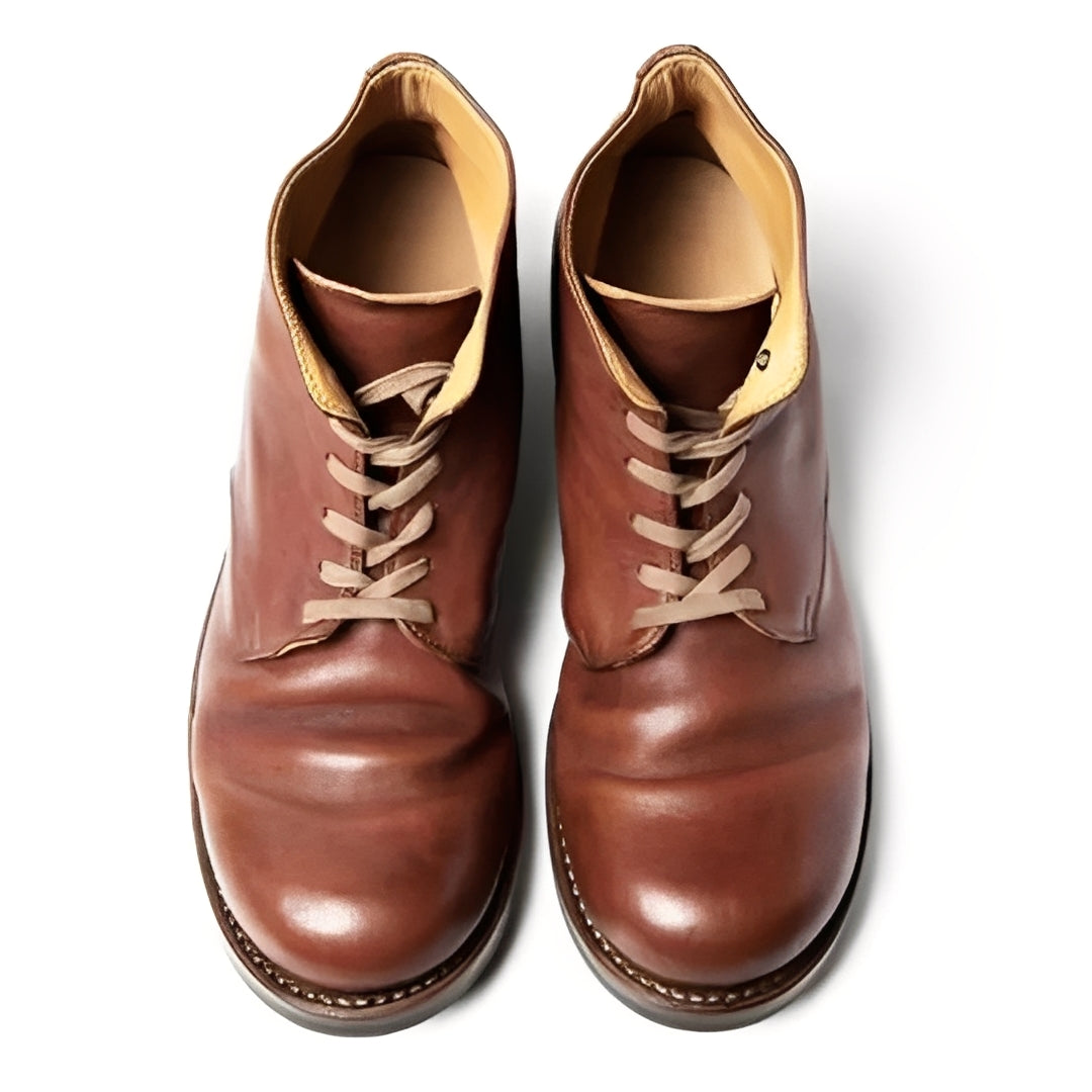 Men’s Lace Up Synthetic Leather Boots with Almond Toe