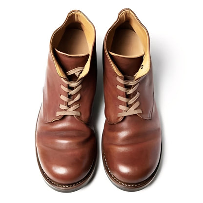 Men’s Lace Up Synthetic Leather Boots with Almond Toe