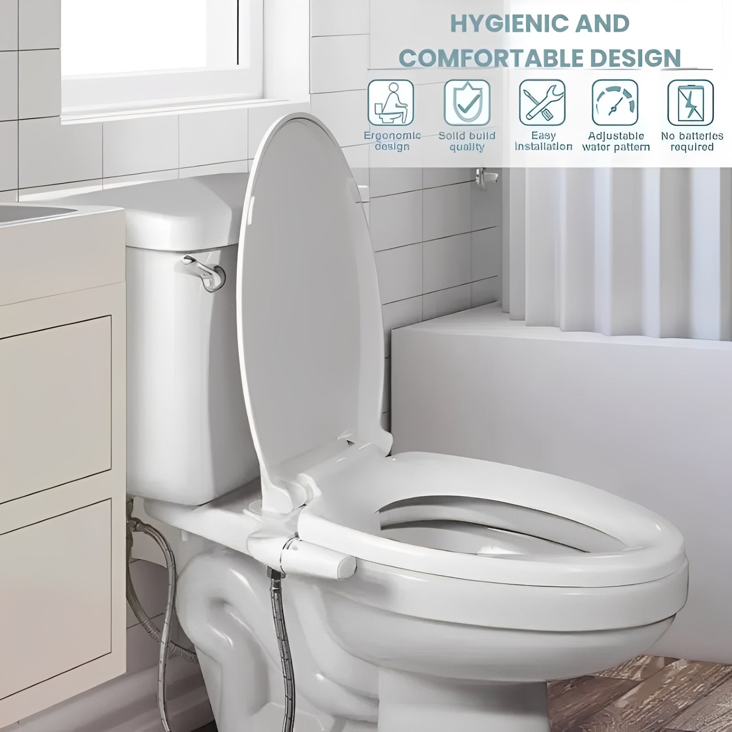 Bidet Attachment with Dual Spray Nozzles for Toilets