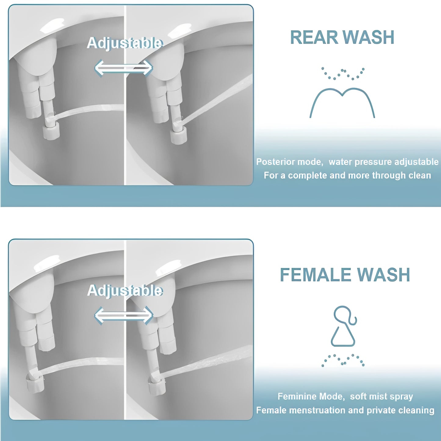Bidet Attachment with Dual Spray Nozzles for Toilets