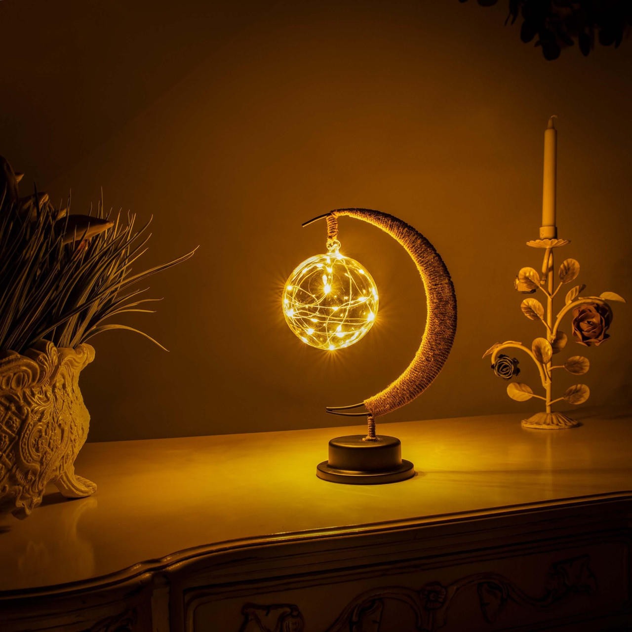 Celestial Sphere and Enchanted Lunar Lamp with Precision Crater Detailing