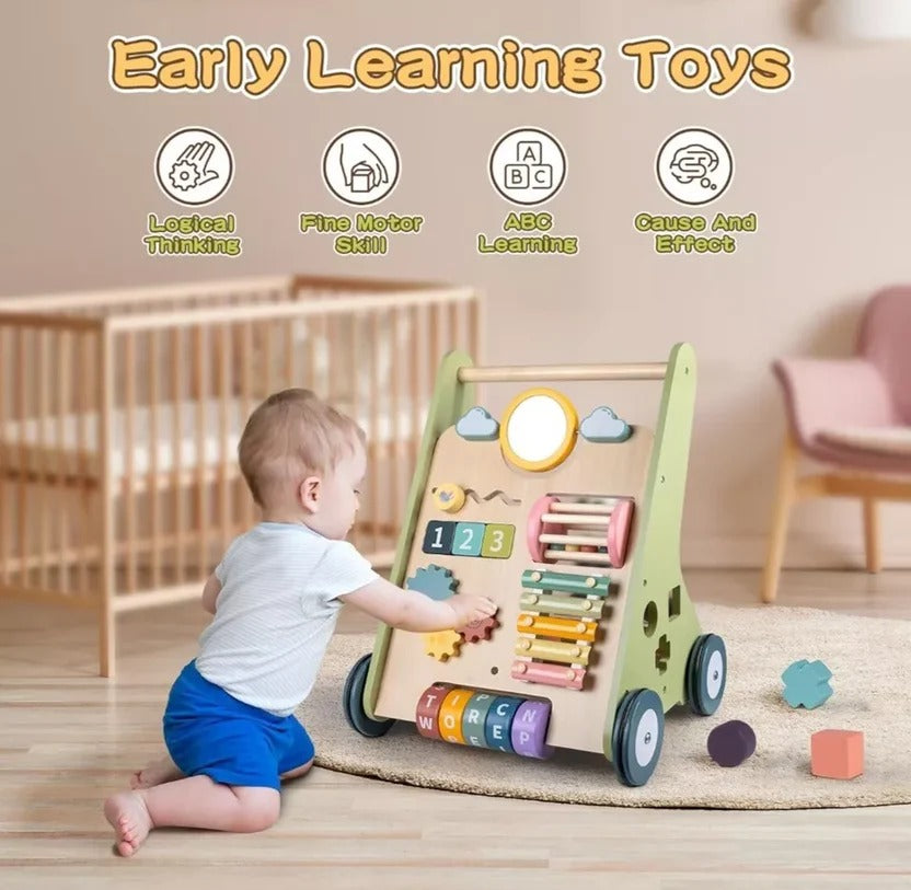 Wooden Activity Walker and Toddler Skill Center