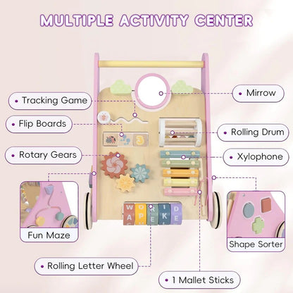 Wooden Activity Walker and Toddler Skill Center