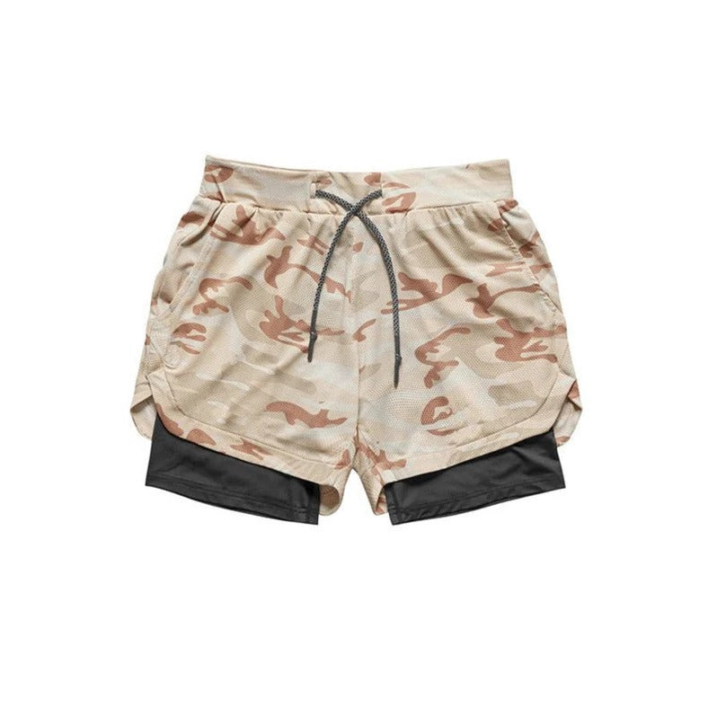 Men’s 2 in 1 Camo Athletic Shorts with Inner Compression Layer