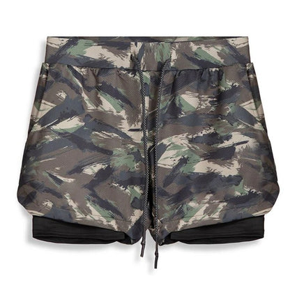 Men’s 2 in 1 Camo Athletic Shorts with Inner Compression Layer