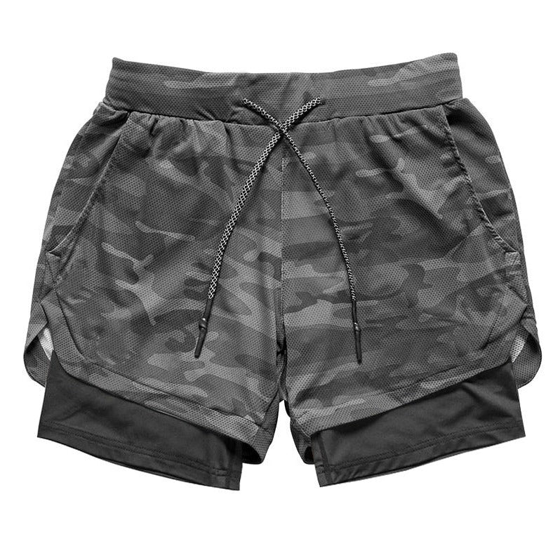 Men’s 2 in 1 Camo Athletic Shorts with Inner Compression Layer