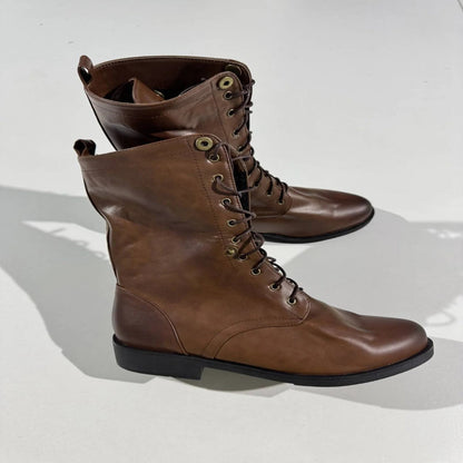 Women's Vintage Lace Up Ankle Boots with Adjustable Strap