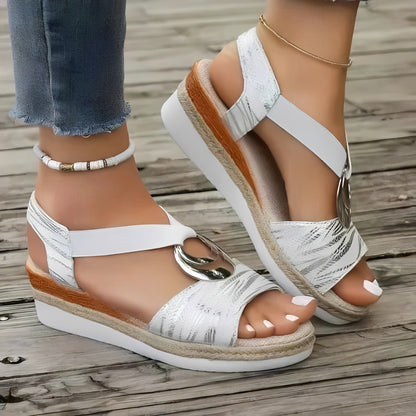 Women's Breathable Wedge Sandal with Arch Support and Slip-On Design