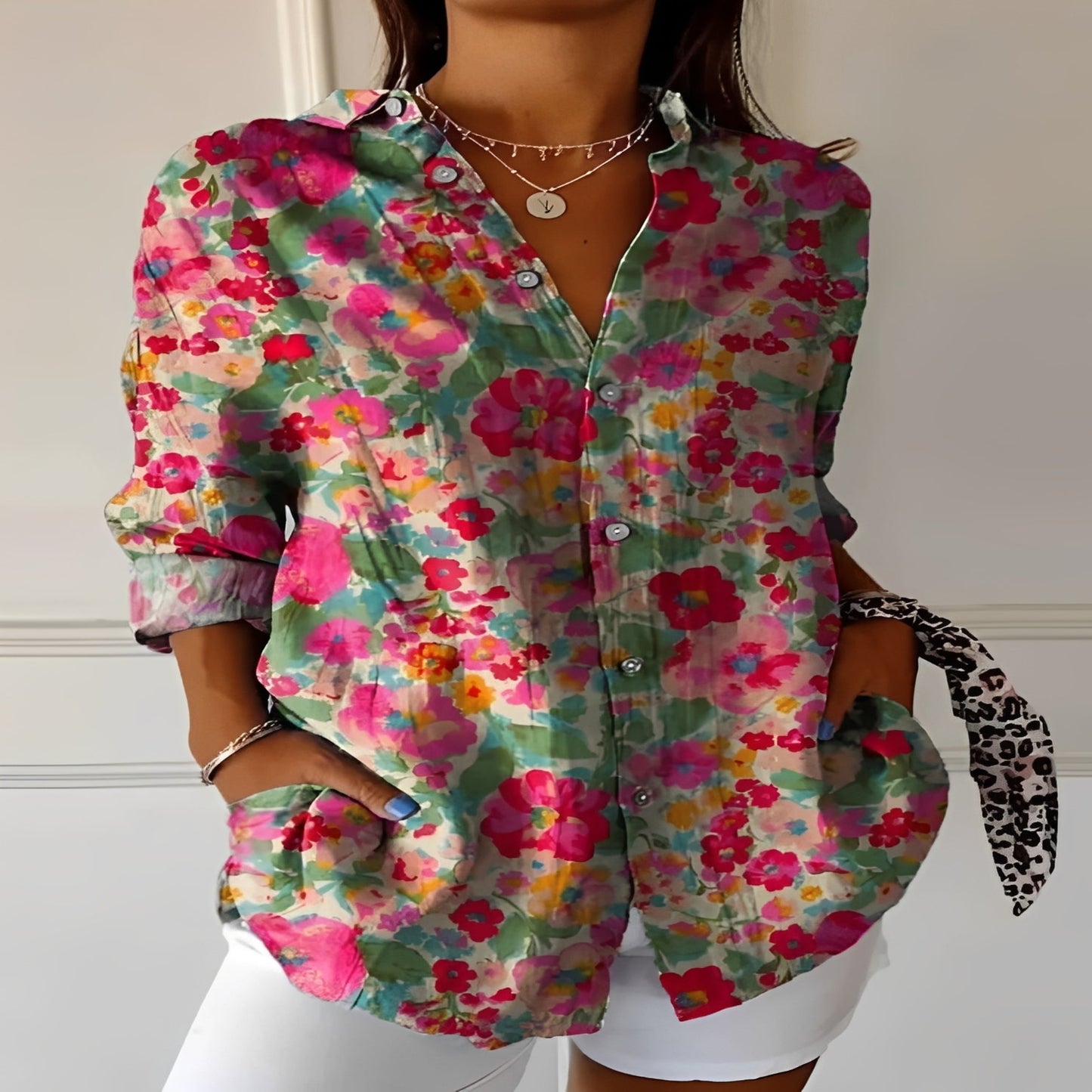 Women's Floral Print Cotton Blouse for Summer Wear