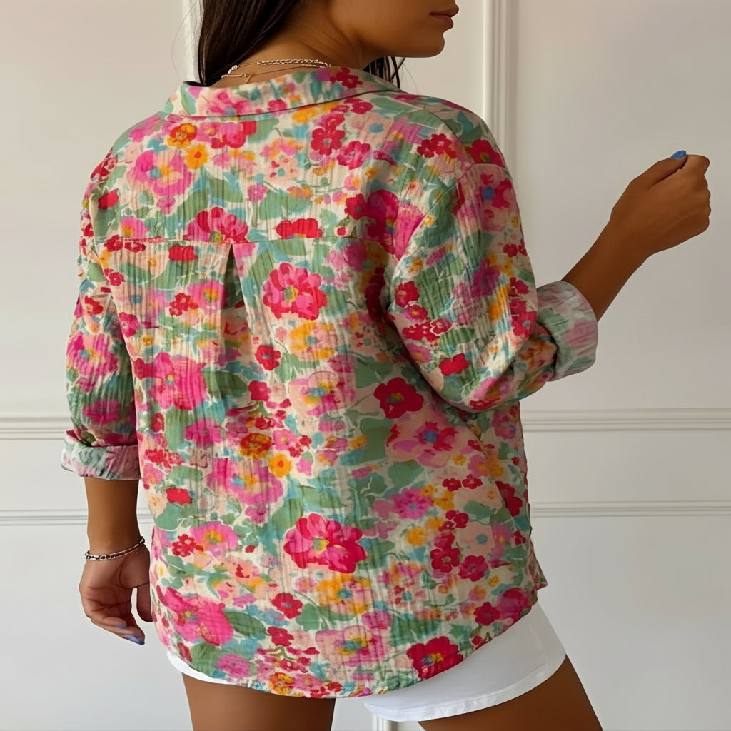 Women's Floral Print Cotton Blouse for Summer Wear