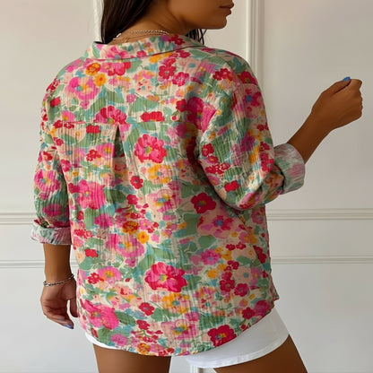 Women's Floral Print Cotton Blouse for Summer Wear