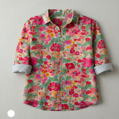 Women's Floral Print Cotton Blouse for Summer Wear
