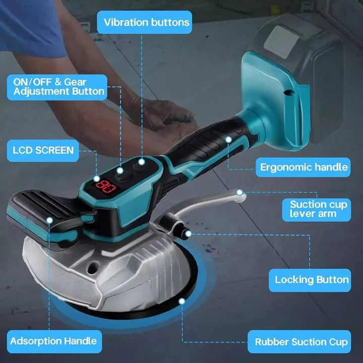 Handheld Tile Laying Vibrator with Suction Base for Floor and Wall Installation