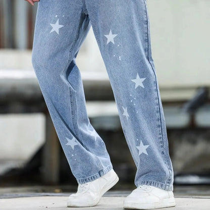 Men's Relaxed Fit Straight Cut Jeans with Wide Leg Design