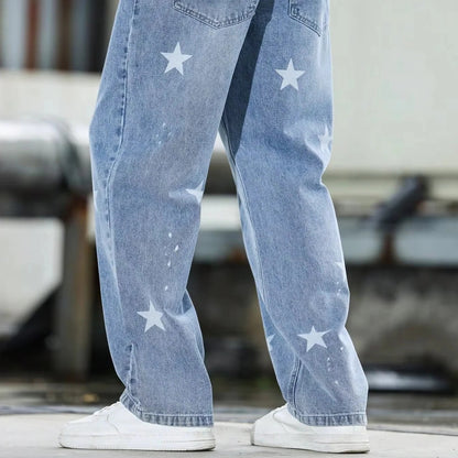 Men's Relaxed Fit Straight Cut Jeans with Wide Leg Design