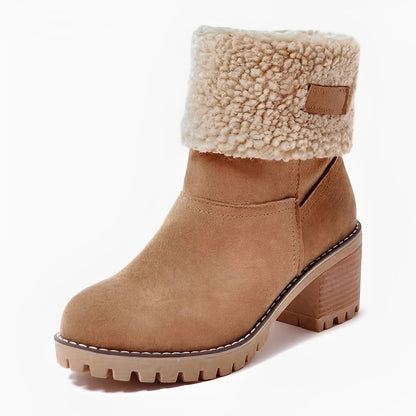 Women's Winter Snow Boots with Block Heel Design