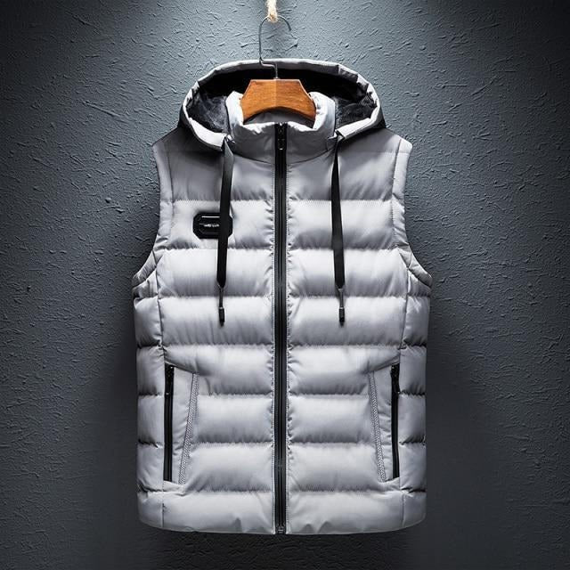 Basic Full Zip Plain Hooded Vest Outerwear