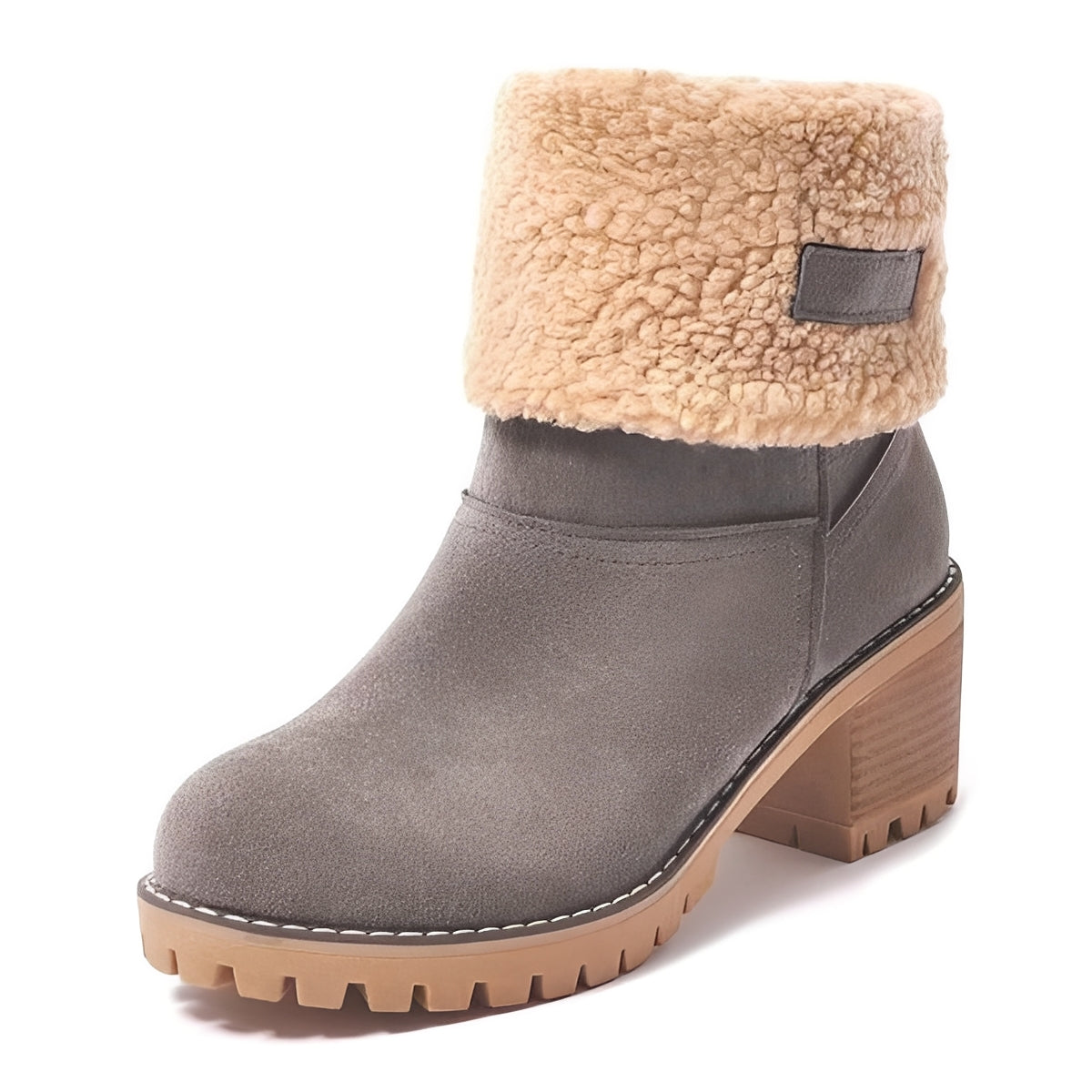 Women's Winter Snow Boots with Block Heel Design