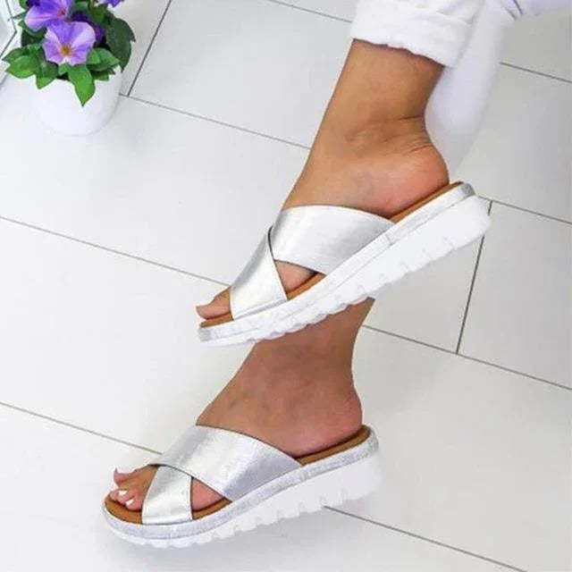 Women's Open-Toe Platform Sandals with Stacked Mid-Height Heel