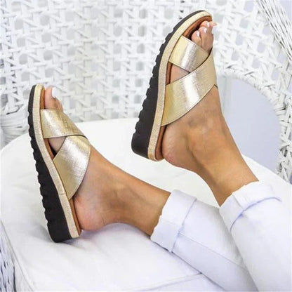 Women's Open-Toe Platform Sandals with Stacked Mid-Height Heel