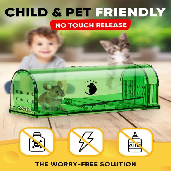 Reusable Mouse Trap Containers with One Way Entrance, Set of 4