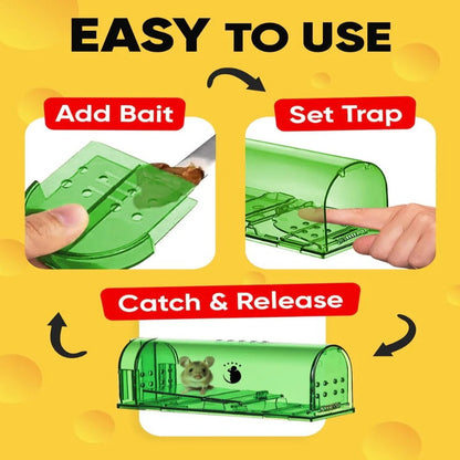 Reusable Mouse Trap Containers with One Way Entrance, Set of 4