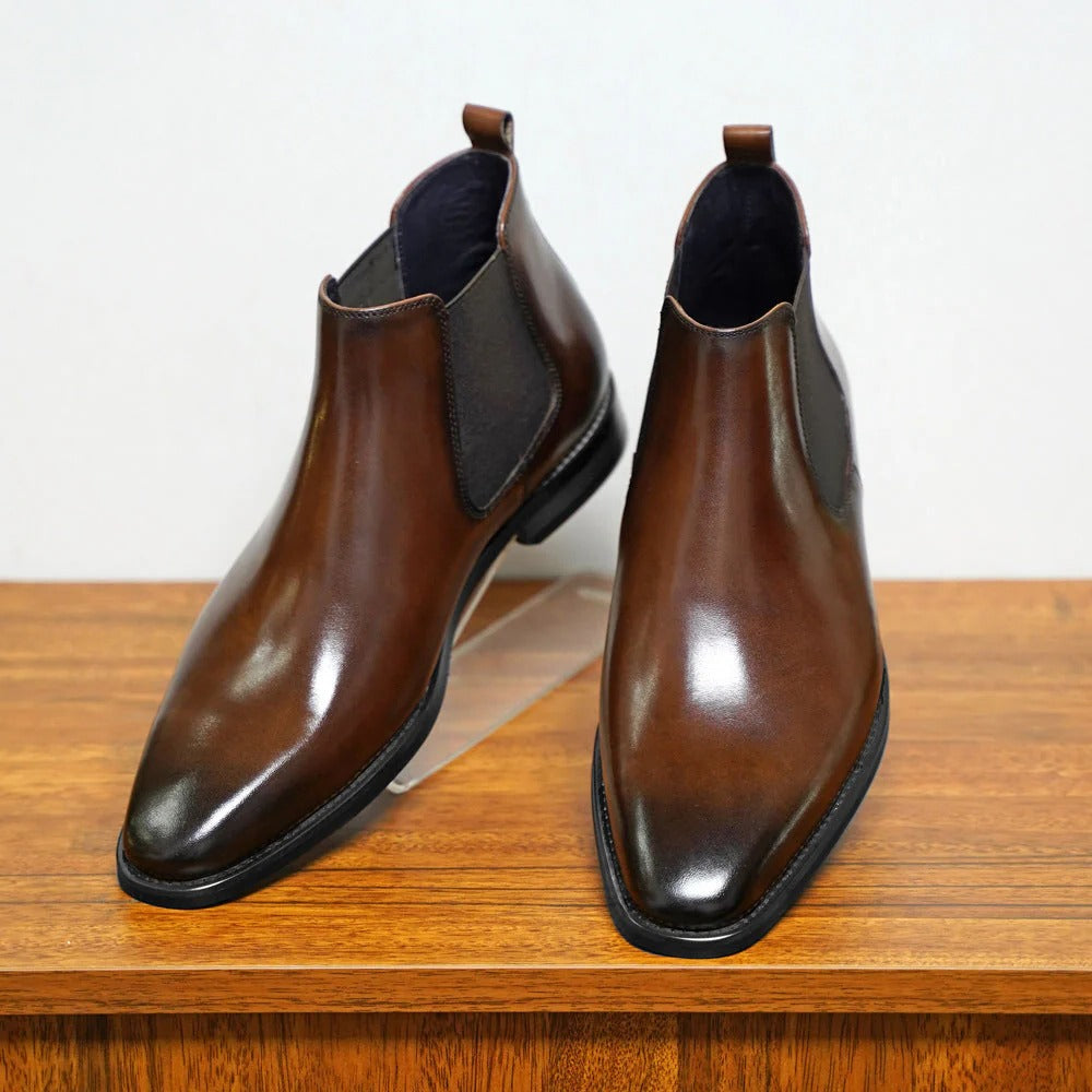 Men's Almond Toe Chelsea Boots with Elastic Sides