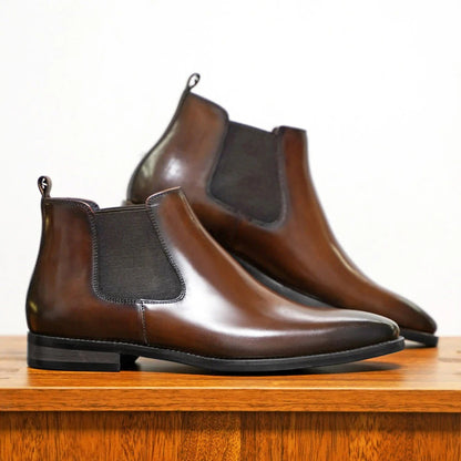 Men's Almond Toe Chelsea Boots with Elastic Sides