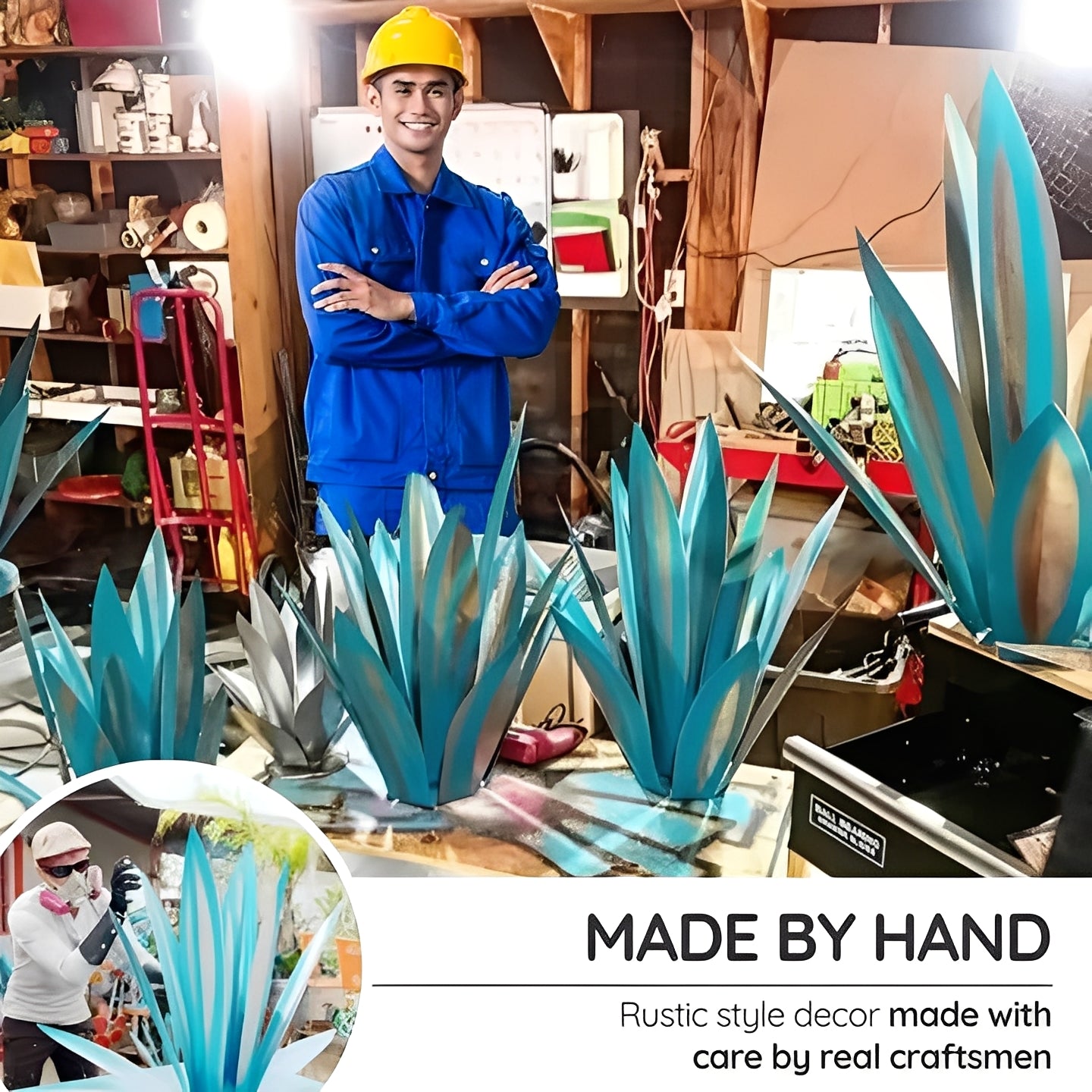 Metal Agave Americana Style Garden Decor for Indoor or Outdoor Display