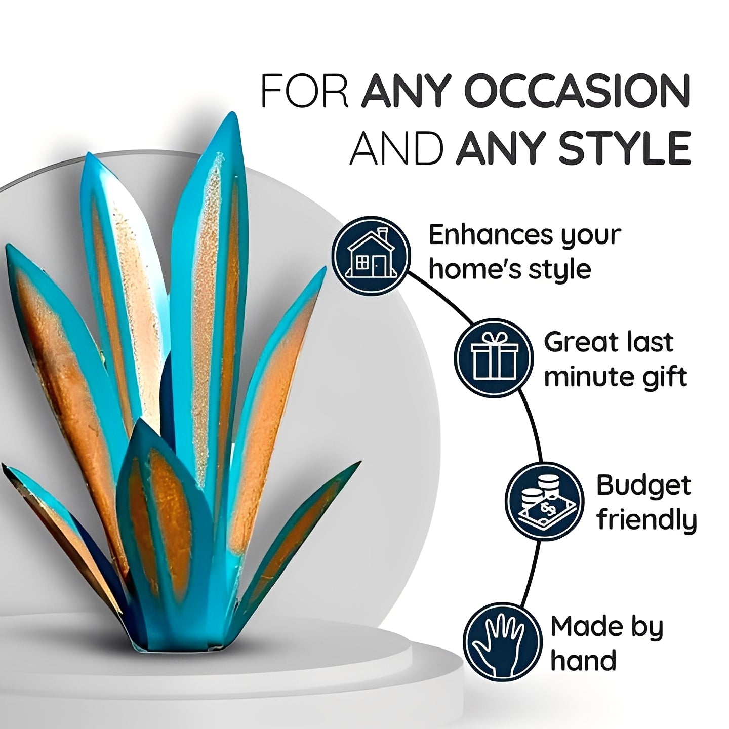 Metal Agave Americana Style Garden Decor for Indoor or Outdoor Display