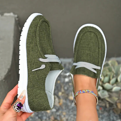 Women's Stretch Canvas Loafers with Wide Fit and Cushioned Insole