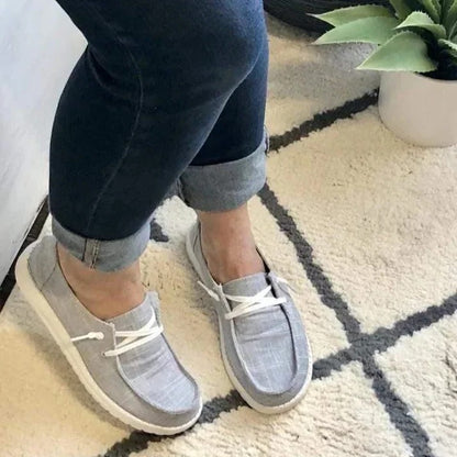Women's Stretch Canvas Loafers with Wide Fit and Cushioned Insole